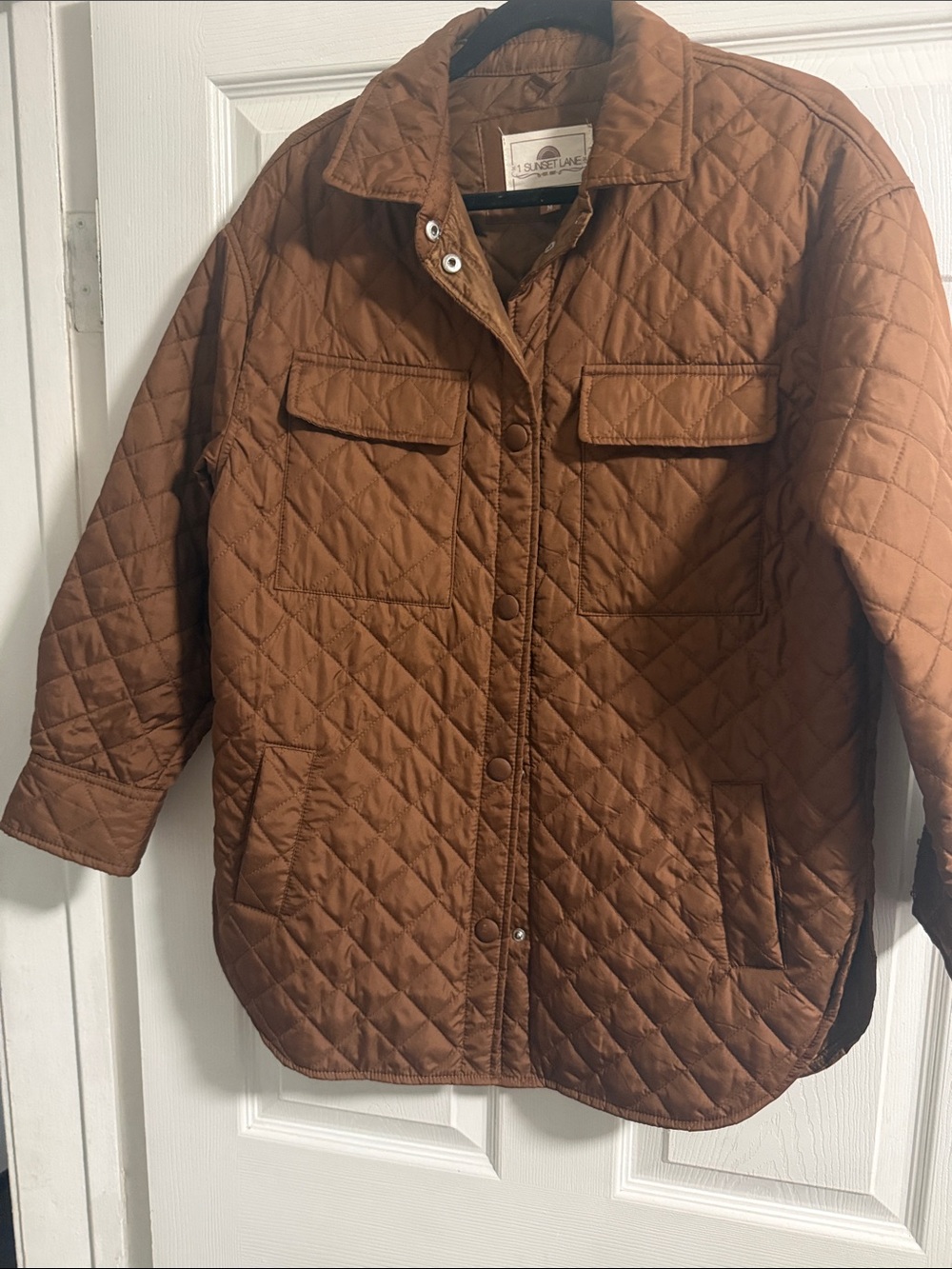 Quilted Utility Jacket in Chestnut Brown